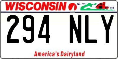 WI license plate 294NLY