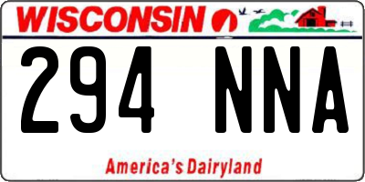 WI license plate 294NNA