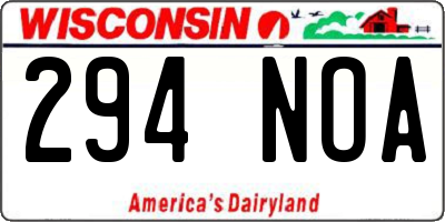 WI license plate 294NOA