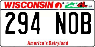 WI license plate 294NOB