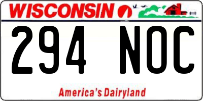 WI license plate 294NOC