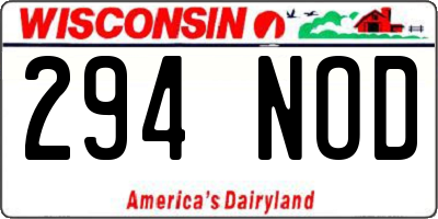WI license plate 294NOD