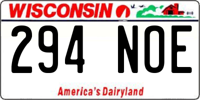 WI license plate 294NOE