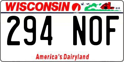 WI license plate 294NOF