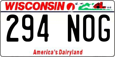 WI license plate 294NOG