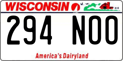 WI license plate 294NOO