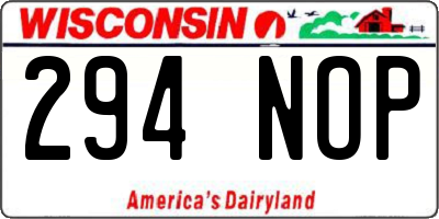 WI license plate 294NOP