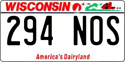 WI license plate 294NOS