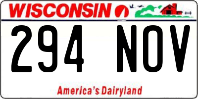 WI license plate 294NOV