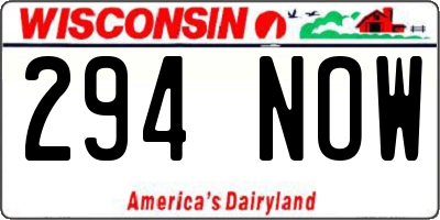 WI license plate 294NOW