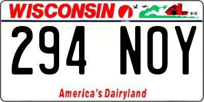 WI license plate 294NOY