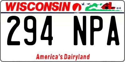 WI license plate 294NPA