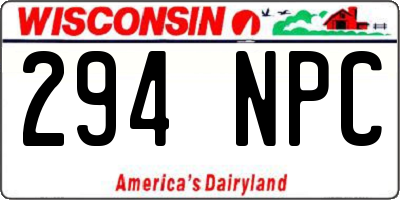 WI license plate 294NPC