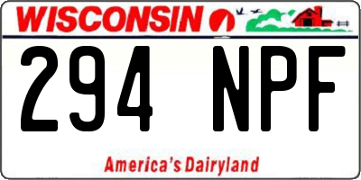 WI license plate 294NPF