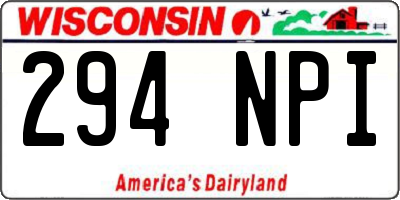 WI license plate 294NPI