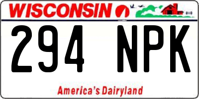 WI license plate 294NPK