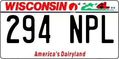 WI license plate 294NPL