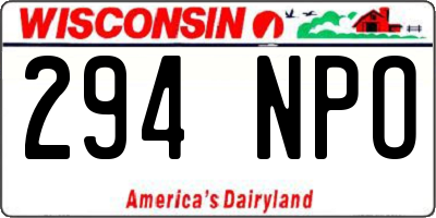 WI license plate 294NPO