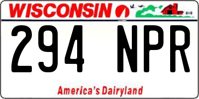 WI license plate 294NPR