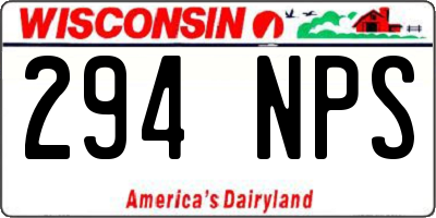 WI license plate 294NPS
