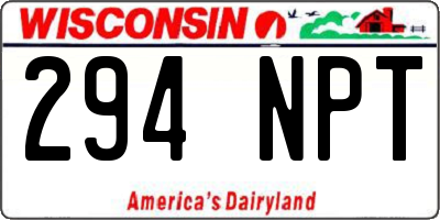 WI license plate 294NPT