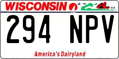 WI license plate 294NPV