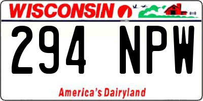 WI license plate 294NPW