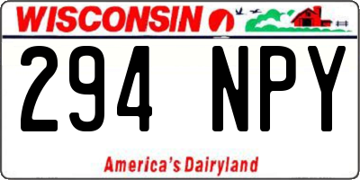 WI license plate 294NPY