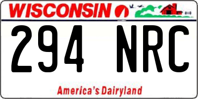 WI license plate 294NRC