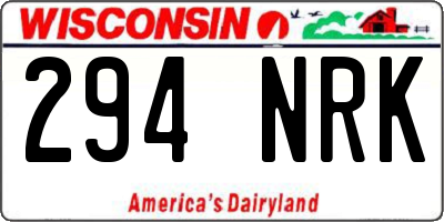 WI license plate 294NRK
