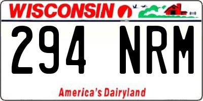 WI license plate 294NRM