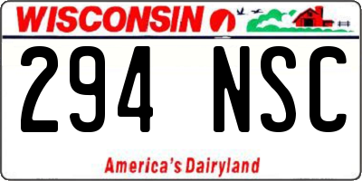 WI license plate 294NSC