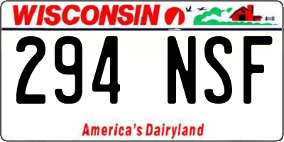 WI license plate 294NSF