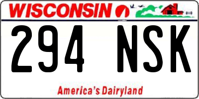 WI license plate 294NSK