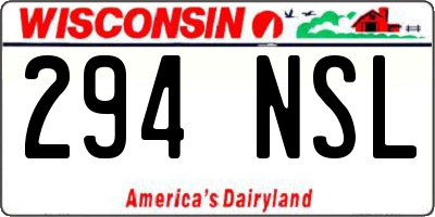 WI license plate 294NSL