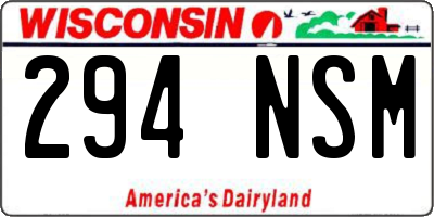 WI license plate 294NSM