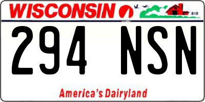 WI license plate 294NSN