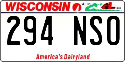 WI license plate 294NSO