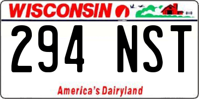 WI license plate 294NST
