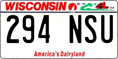 WI license plate 294NSU