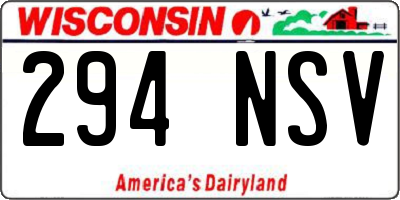WI license plate 294NSV