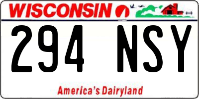 WI license plate 294NSY
