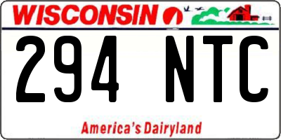 WI license plate 294NTC