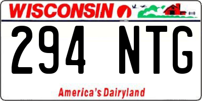 WI license plate 294NTG