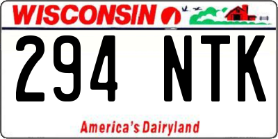 WI license plate 294NTK