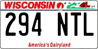WI license plate 294NTL