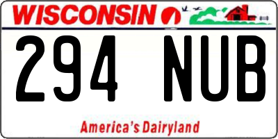 WI license plate 294NUB