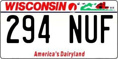 WI license plate 294NUF