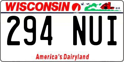WI license plate 294NUI
