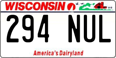 WI license plate 294NUL